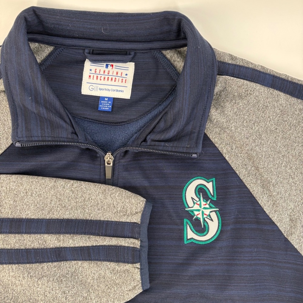 G-III Sports Seattle Mariners MLB Mens Medium Navy Gray Full Zip Track Jacket